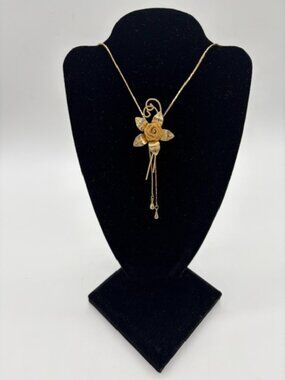 Gold-Tone Floral Bolo Necklace